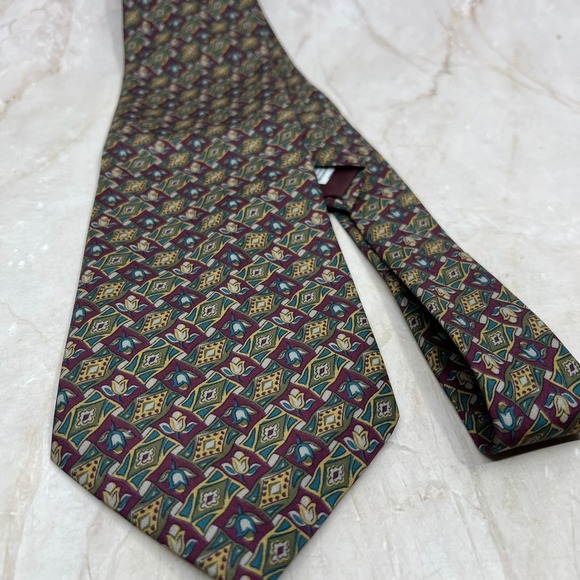 None Other - Retro Men's Ciro Citterio Polyester Floral Tie TG9-T1